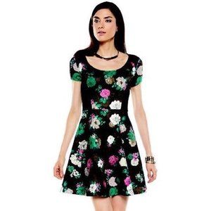Elle Black Floral Scuba Dress Size 16